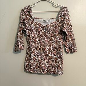 Ted Baker Britani Wildlife print U-bar  Cotton blend Top Boho Whimsical Size 3